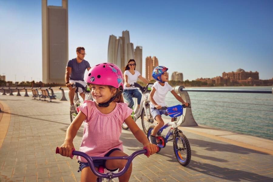 family cycling
