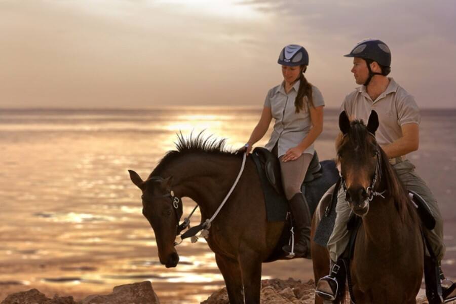 horse riding couple